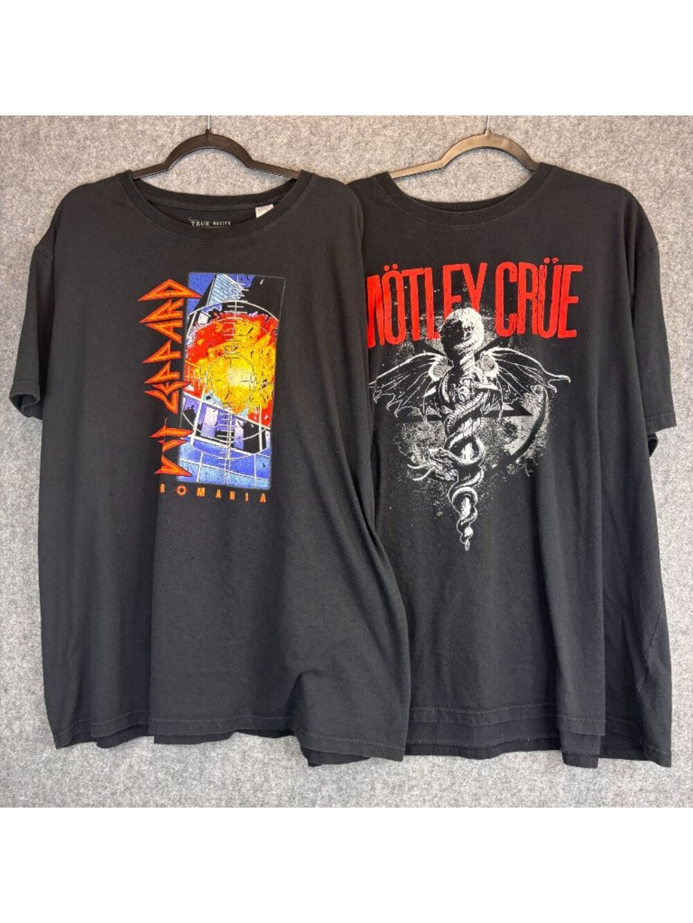 Def Leppard & Mötley Crüe Mens 3XL Band T-Shirts Black Graphic Rock Music
